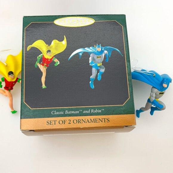 1999 CLASSIC BATMAN & ROBIN Hallmark Keepsake ornaments 2 pc set in original box - Picture 1 of 10